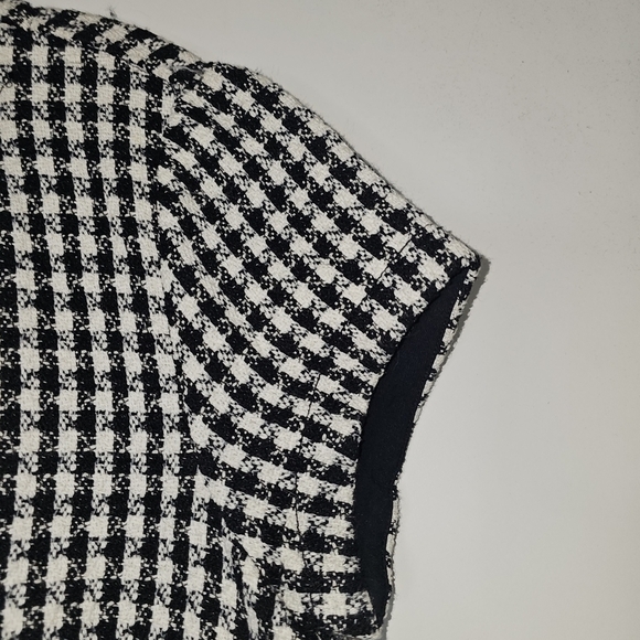 Anthropologie Maeve Townsend Black White Houndstooth Short Sleeve Top Boxy Sz 10 - Picture 10 of 16